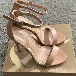 Nude strappy heeled sandals